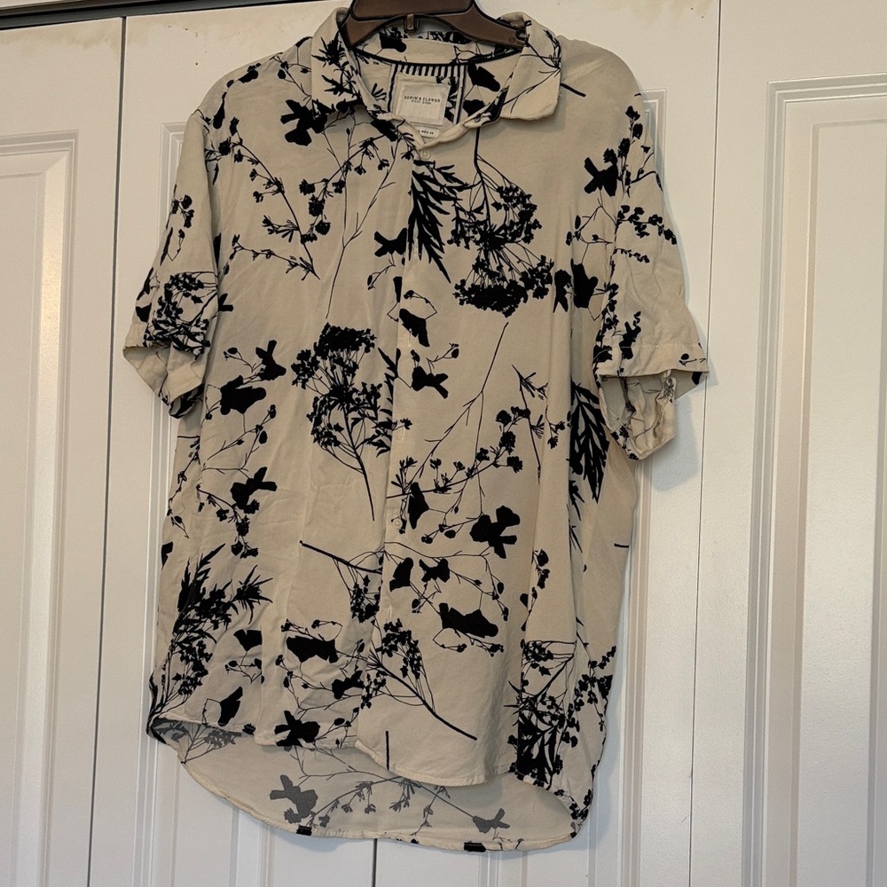 Denim & Flower Cream and Black Floral Shirt